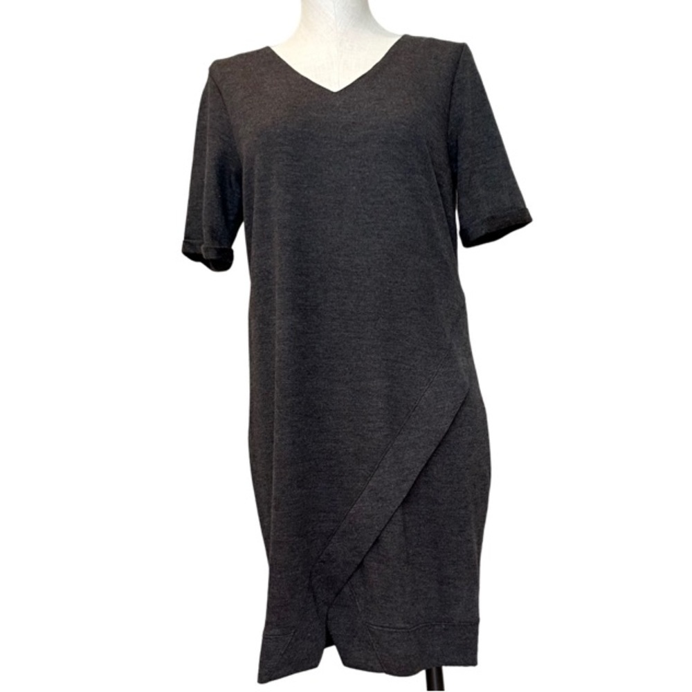 NWT BAR by Melis Kozan Raw Hem Tunic Grey Short Sleeve Dress, size S